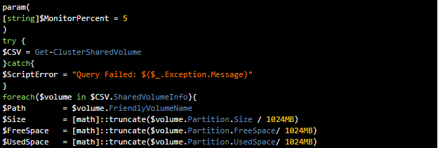 Featured image of post Blog Series: Monitoring using PowerShell: Part Six – Monitoring CSV volumes for space and status