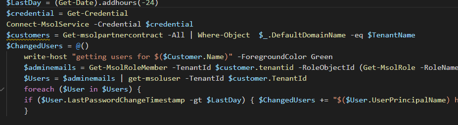 Featured image of post Monitoring with PowerShell: Monitoring Office365 admin password changes