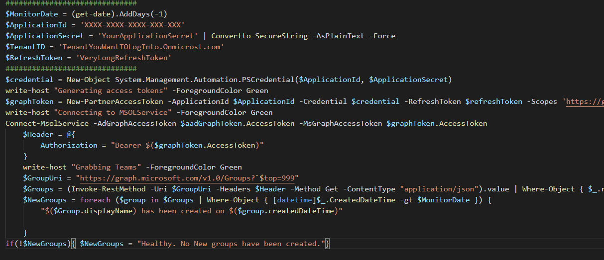 Featured image of post Monitoring with PowerShell: Monitoring the creation of new teams.