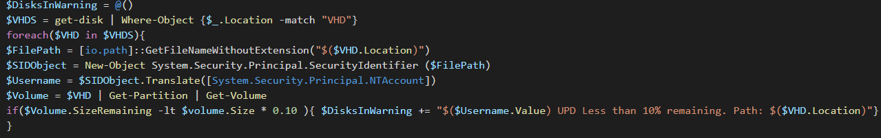 Featured image of post Monitoring with PowerShell: Monitoring RDS UPD size