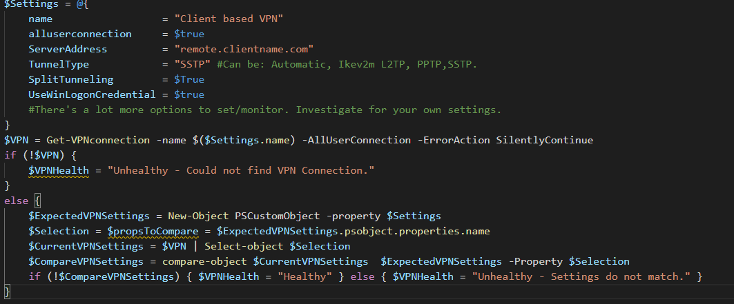 Featured image of post Monitoring with PowerShell: Monitoring client VPN settings