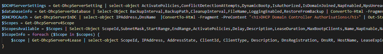 Featured image of post Documenting with PowerShell: Documenting DHCP server settings