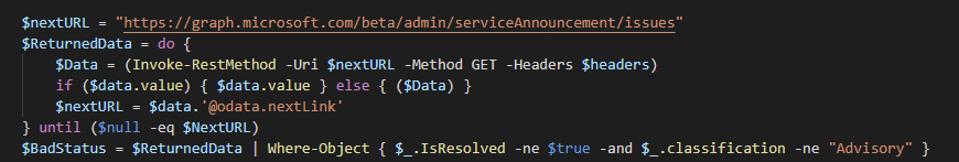 Featured image of post Monitoring with PowerShell: Monitoring M365 Service Communications